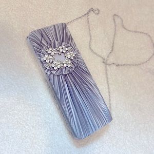 Gray Clutch w/ Diamond Studded Broach